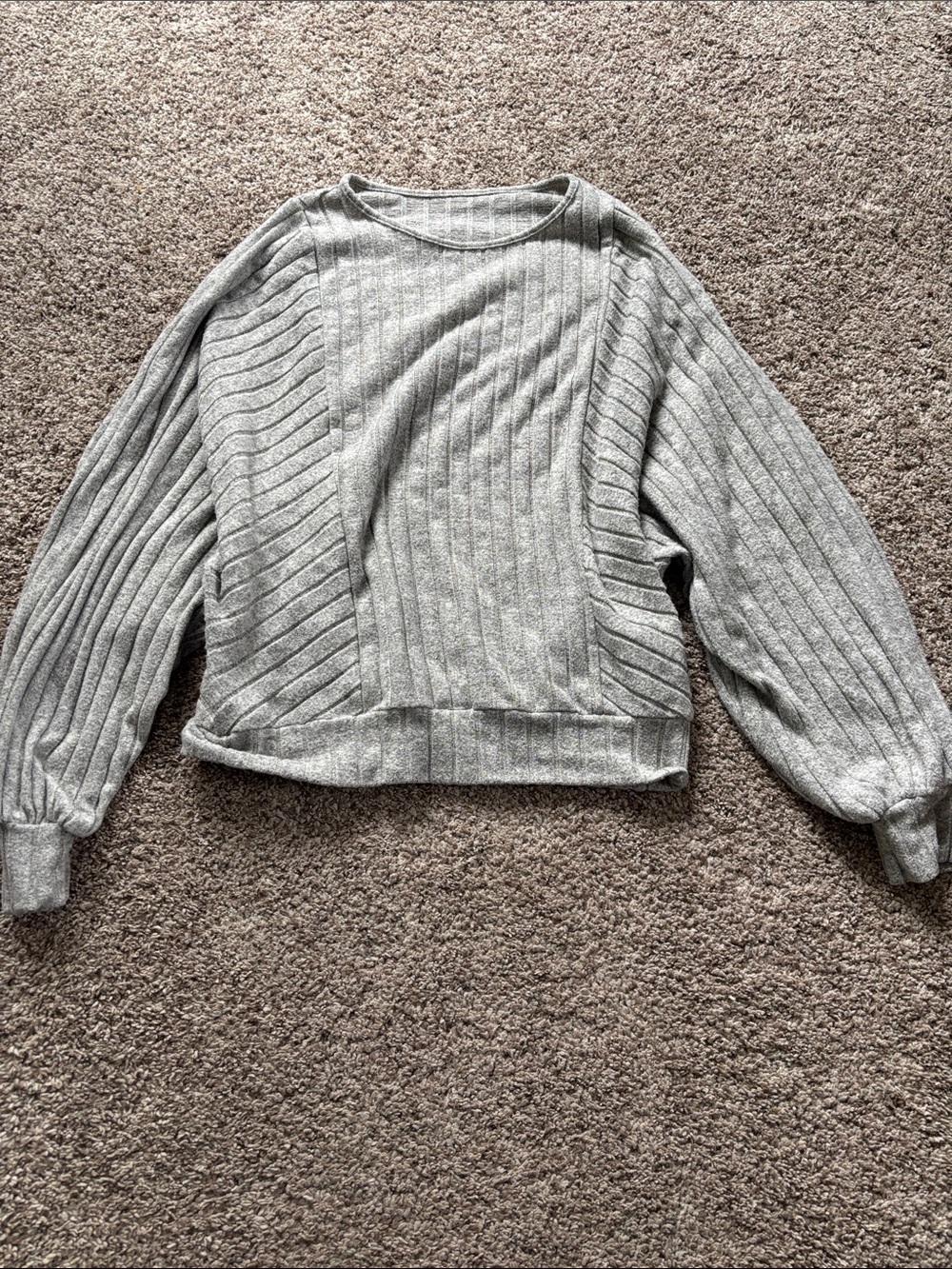 Heather Gray Ribbed Knit Top - Size S